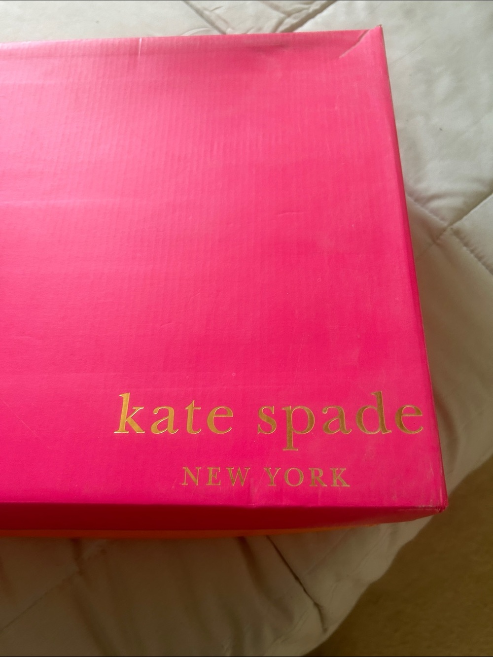 kate spade Hot Pink Box with Gold Logo